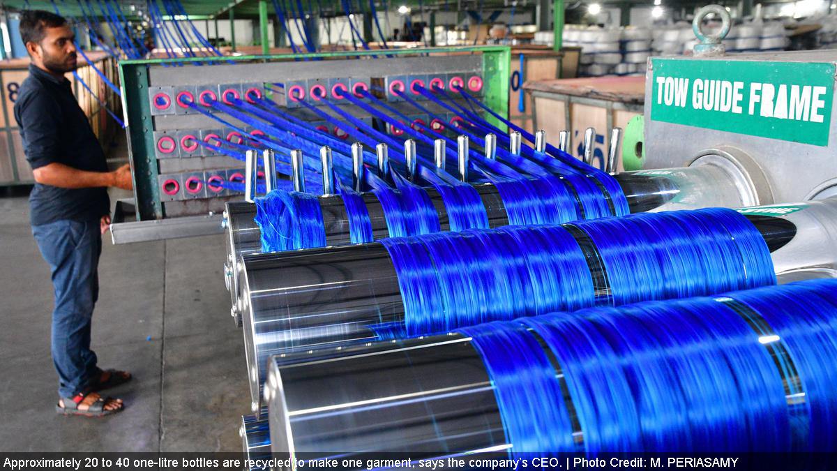 This factory in Tiruppur turns used PET bottles into fabric and garments