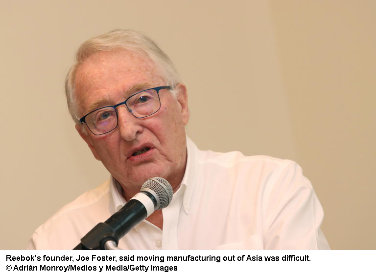 Reebok's founder says moving production from Asia is hard when no one wants to sit at a sewing machine